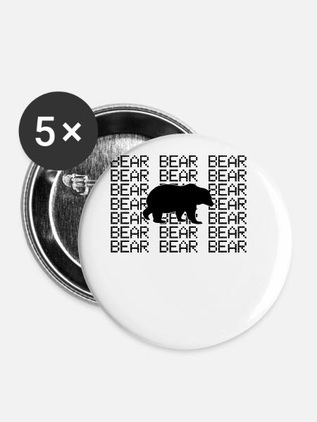 Bär - Buttons groß 56 mm (5er Pack) - Weiß