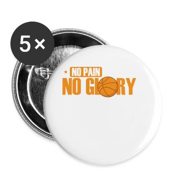 No Pain No Glory Basketball Amérique États-Unis - Lot de 5 grands badges (56 mm) - blanc - Devant