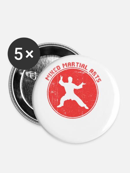 Kampfsport - Buttons groß 56 mm (5er Pack) - Weiß