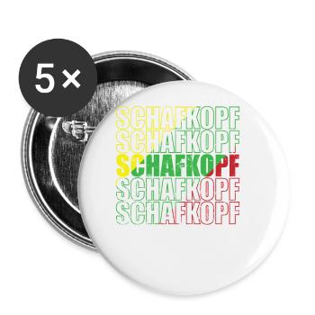 Schafkopf Kartenspiel Spielkarte Hobby - Buttons groß 56 mm (5er Pack) - Weiß - Vorne