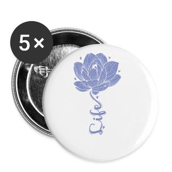 Lotosblume Life als Stiel Pflanze Blume - Buttons groß 56 mm (5er Pack) - Weiß - Vorne