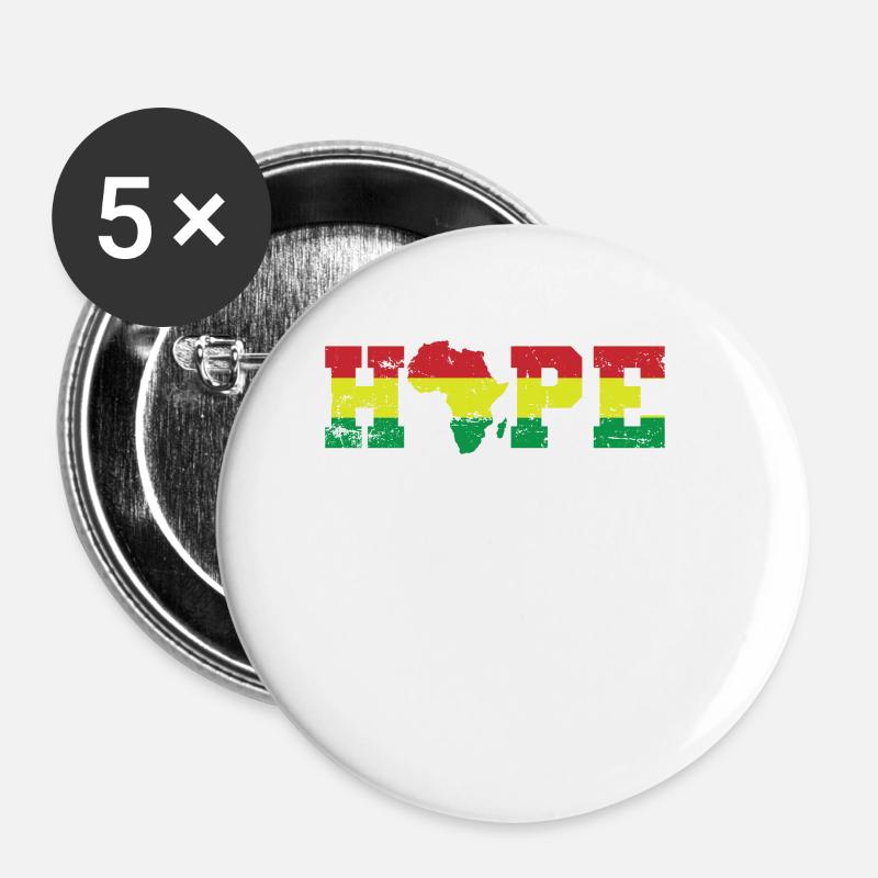 Hope Population Continent Africa Map - Buttons large 2.2''/56 mm (5-pack) - white