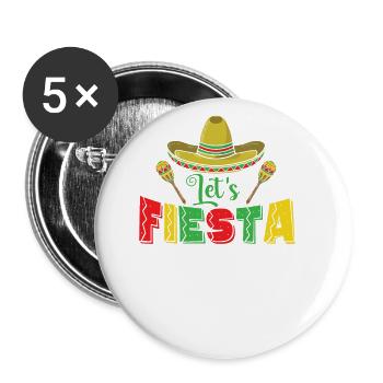 Let's Fiesta Holiday Mexico America - Buttons large 2.2''/56 mm (5-pack) - white - Front