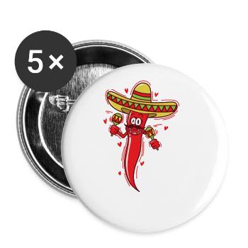 Cinco de Mayo Chapeau Mexicain Vacances Mexique - Lot de 5 grands badges (56 mm) - blanc - Devant