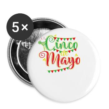 Cinco de Mayo Mexiko Amerika Feiertag - Buttons groß 56 mm (5er Pack) - Weiß - Vorne