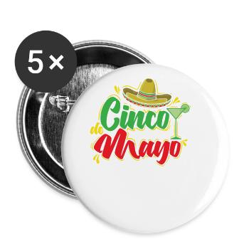 Cinco de Mayo Sombrero Feiertag Mexiko - Buttons groß 56 mm (5er Pack) - Weiß - Vorne