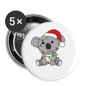 Koala Christmas Winter Animals Koalas - Buttons large 2.2''/56 mm (5-pack) - white - Front