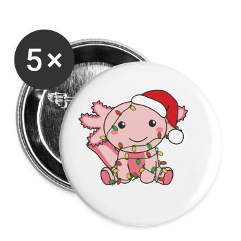 Axolotl Christmas Winter Animals Axolotls - Buttons large 2.2''/56 mm (5-pack) - white - Front