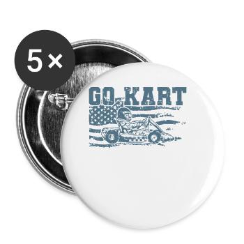 Go Kart Kart Track Race Track Sport - Lot de 5 grands badges (56 mm) - blanc - Devant