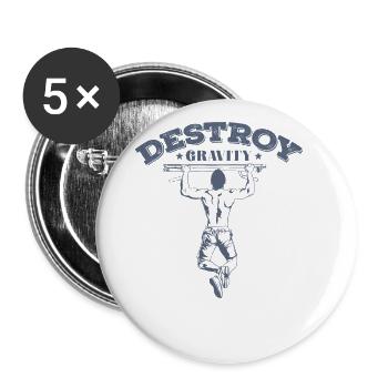 Détruire Gravity Calisthenics Fitness - Lot de 5 grands badges (56 mm) - blanc - Devant