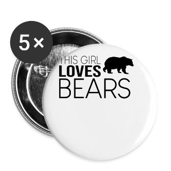 Cette fille aime les ours - Lot de 5 grands badges (56 mm) - blanc - Devant