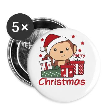 Monkey Christmas Gift Winter Animals Monkeys - Buttons large 2.2''/56 mm (5-pack) - white - Front