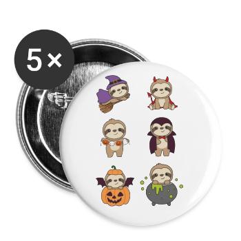 Sloth Halloween Devil Pumpkin Vampire Costume - Buttons large 2.2''/56 mm (5-pack) - white - Front