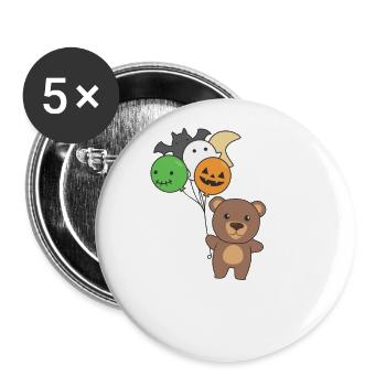 Ours Ballons d’Halloween pour enfants Ours mignons - Lot de 5 grands badges (56 mm) - blanc - Devant