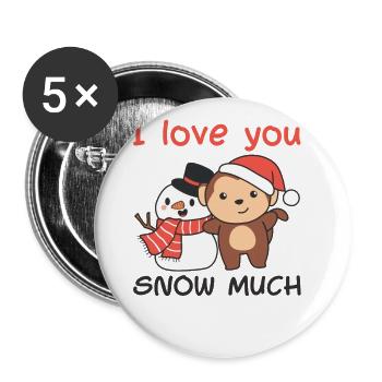 Singe je t’aime neige beaucoup schneemann wortspiel - Lot de 5 grands badges (56 mm) - blanc - Devant
