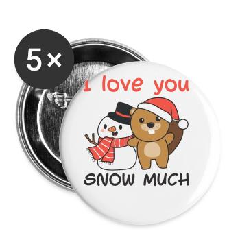 Biber Je t’aime neige beaucoup schneemann wortspiel - Lot de 5 grands badges (56 mm) - blanc - Devant