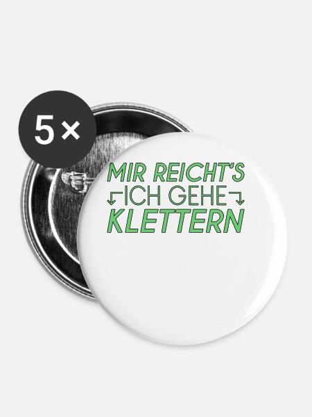 Klettern Spruch - Buttons groß 56 mm (5er Pack) - Weiß