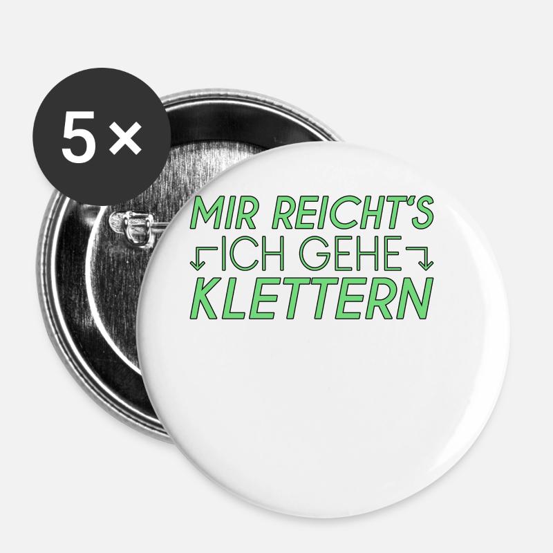 Klettern Spruch - Buttons groß 56 mm (5er Pack) - Weiß