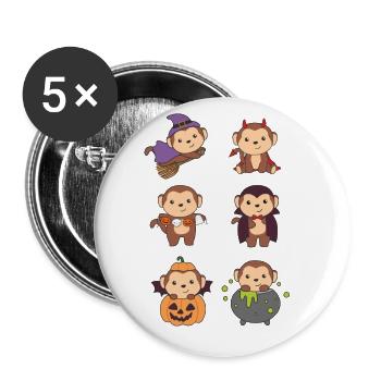 Monkey Halloween Witch Devil Pumpkin Vampire Costume - Buttons large 2.2''/56 mm (5-pack) - white - Front