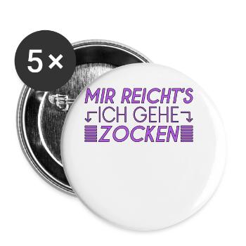Zocken Spruch - Buttons groß 56 mm (5er Pack) - Weiß - Vorne