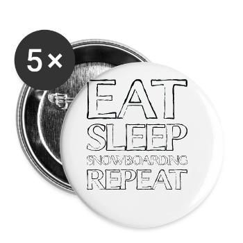 Eating Sleep Snowboarding - Buttons large 2.2''/56 mm (5-pack) - white - Front
