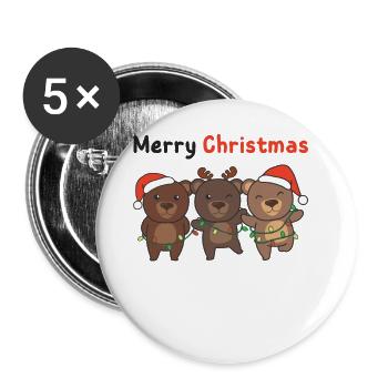 Ours Noël Animaux Ours Joyeux Noël - Lot de 5 grands badges (56 mm) - blanc - Devant