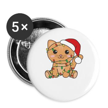 Katze Weihnachten Winter Tiere Katzen - Buttons groß 56 mm (5er Pack) - Weiß - Vorne