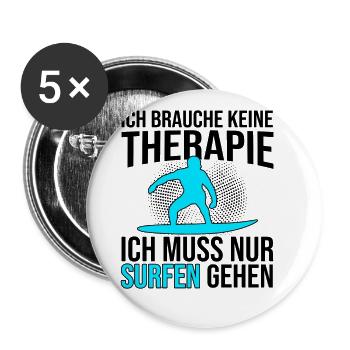 Surfen Therapie Spruch - Buttons groß 56 mm (5er Pack) - Weiß - Vorne