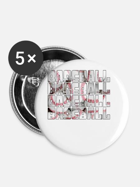 baseball - Buttons groß 56 mm (5er Pack) - Weiß