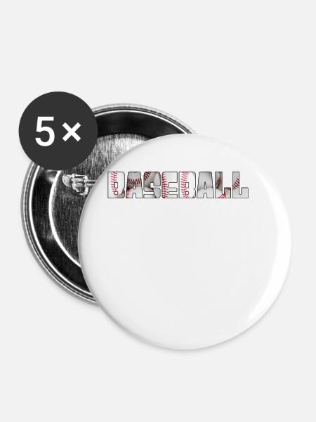 baseball - Buttons groß 56 mm (5er Pack) - Weiß