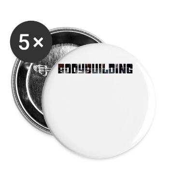bodybuilding - Buttons groß 56 mm (5er Pack) - Weiß - Vorne