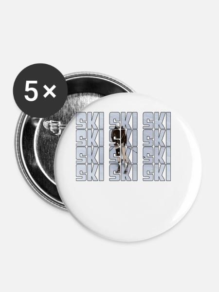 Ski - Buttons groß 56 mm (5er Pack) - Weiß