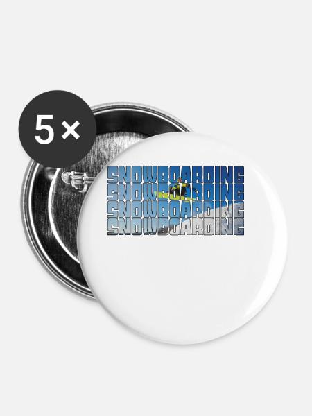 snowboarding - Buttons groß 56 mm (5er Pack) - Weiß