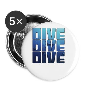 plonger - Lot de 5 grands badges (56 mm) - blanc - Devant