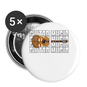 Guitare - Lot de 5 grands badges (56 mm) - blanc - Devant