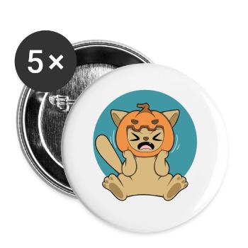 PUMPKIN CAT Halloween Apocalypse Horror Sweet - Buttons large 2.2''/56 mm (5-pack) - white - Front