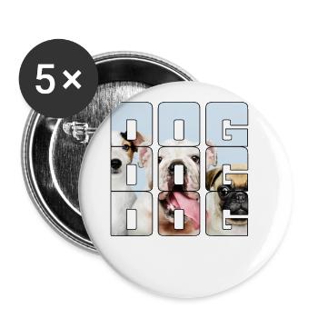 Hund - Buttons groß 56 mm (5er Pack) - Weiß - Vorne