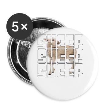 Schaf - Buttons groß 56 mm (5er Pack) - Weiß - Vorne