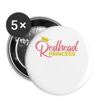Redhead Princess rote Haare Schönheit - Buttons groß 56 mm (5er Pack) - Weiß - Vorne