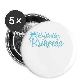 Birthday Princess Party Girl - Buttons large 2.2''/56 mm (5-pack) - white - Front