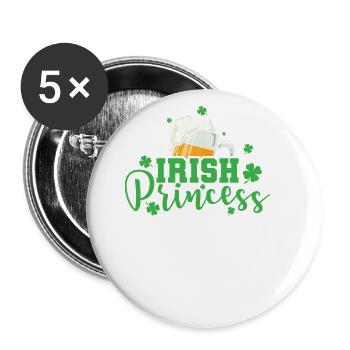 Princesse irlandaise fille de bonheur vert - Lot de 5 grands badges (56 mm) - blanc - Devant