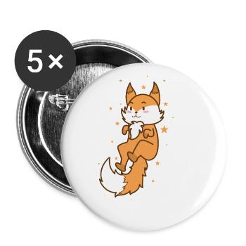 Fox in space Zoo Animal Nature Environment - Buttons large 2.2''/56 mm (5-pack) - white - Front