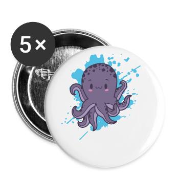 Octopus Octopus in Kawaii style animal Japan - Buttons large 2.2''/56 mm (5-pack) - white - Front