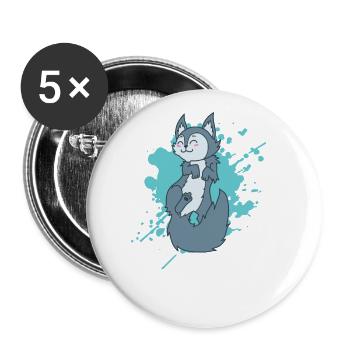 Le chat se sent à l’aise dans un animal de style kawaii - Lot de 5 grands badges (56 mm) - blanc - Devant