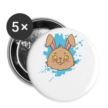 Lapin dans un animal japonais de style kawaii - Lot de 5 grands badges (56 mm) - blanc - Devant