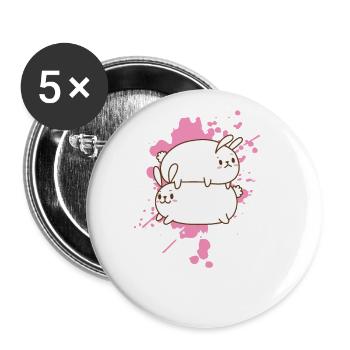 Chats dans le style japonais kawaii mignon - Lot de 5 grands badges (56 mm) - blanc - Devant