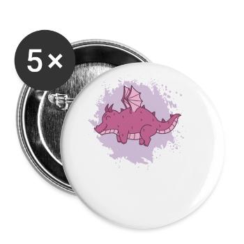 fat dragon fantasy animal cute - Buttons large 2.2''/56 mm (5-pack) - white - Front