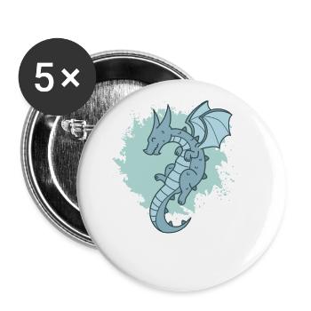 Dragon in the Air Fantasy Animal Fable - Buttons large 2.2''/56 mm (5-pack) - white - Front