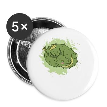 Dragon sleeps cute fantasy animal - Buttons large 2.2''/56 mm (5-pack) - white - Front