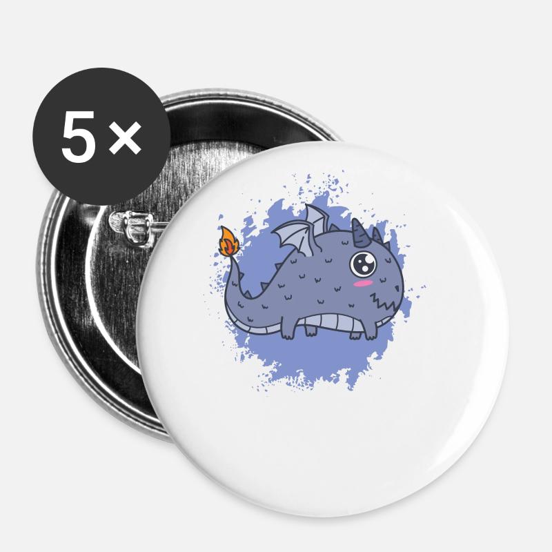 thick kawaii dragon tail burns - Buttons large 2.2''/56 mm (5-pack) - white